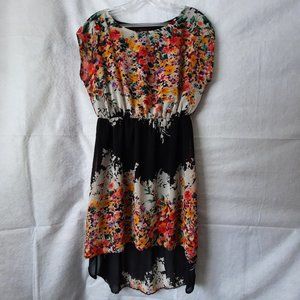 Rosey Burg Black and Floral Print Midi Dress Ladies Size Large